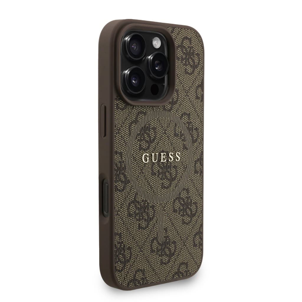Zadní kryt Guess PU Leather 4G Colored Ring Strap MagSafe pro iPhone 16 Pro Brown - náhled 3