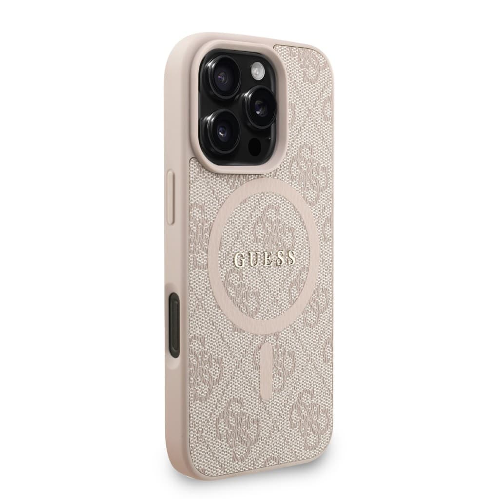 Zadní kryt Guess PU Leather 4G Colored Ring Strap MagSafe pro iPhone 16 Pro Pink - náhled 3