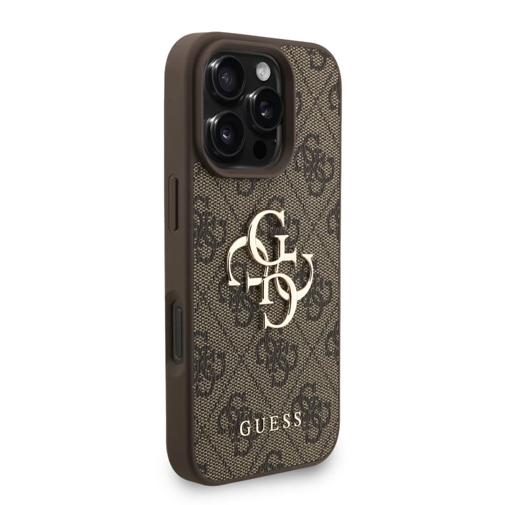 Zadní kryt Guess PU 4G Metal Logo Strap pro iPhone 16 Pro Brown - náhled 3