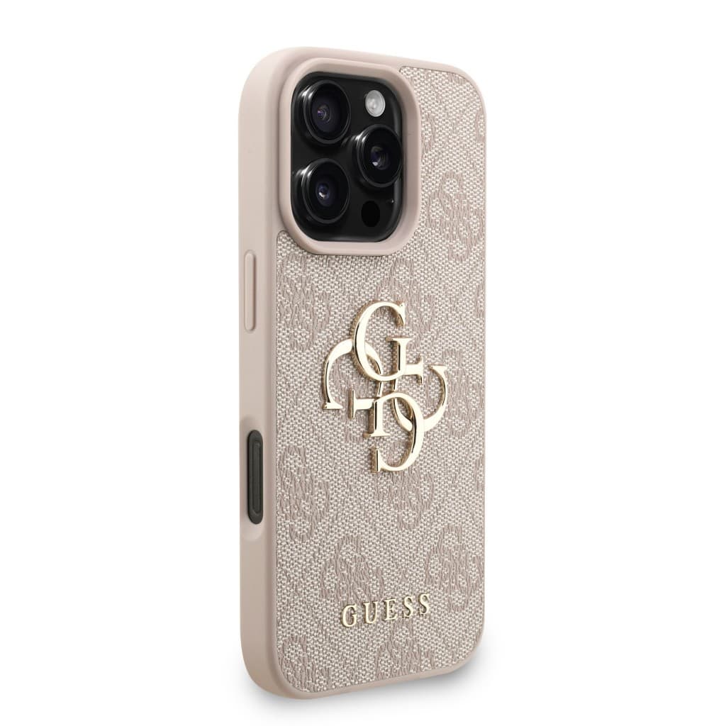 Zadní kryt Guess PU 4G Metal Logo Strap pro iPhone 16 Pro Pink - náhled 3