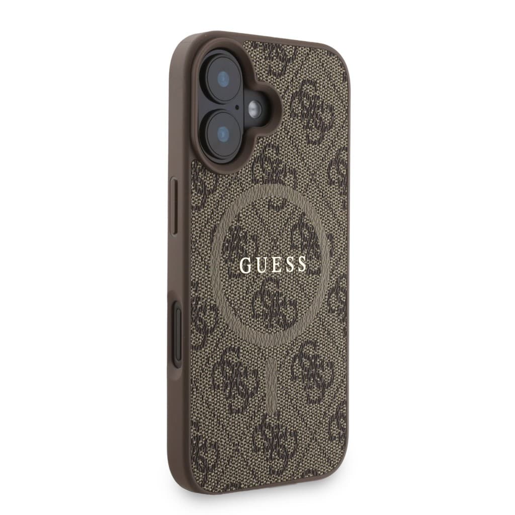 Zadní kryt Guess PU Leather 4G Colored Ring Strap MagSafe pro iPhone 16 Brown - náhled 3