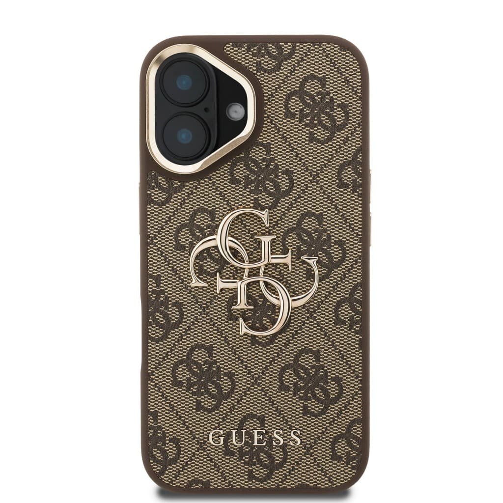 Zadní kryt Guess PU 4G Metal Logo Stand Camera Frame pro iPhone 16 Brown - náhled 3
