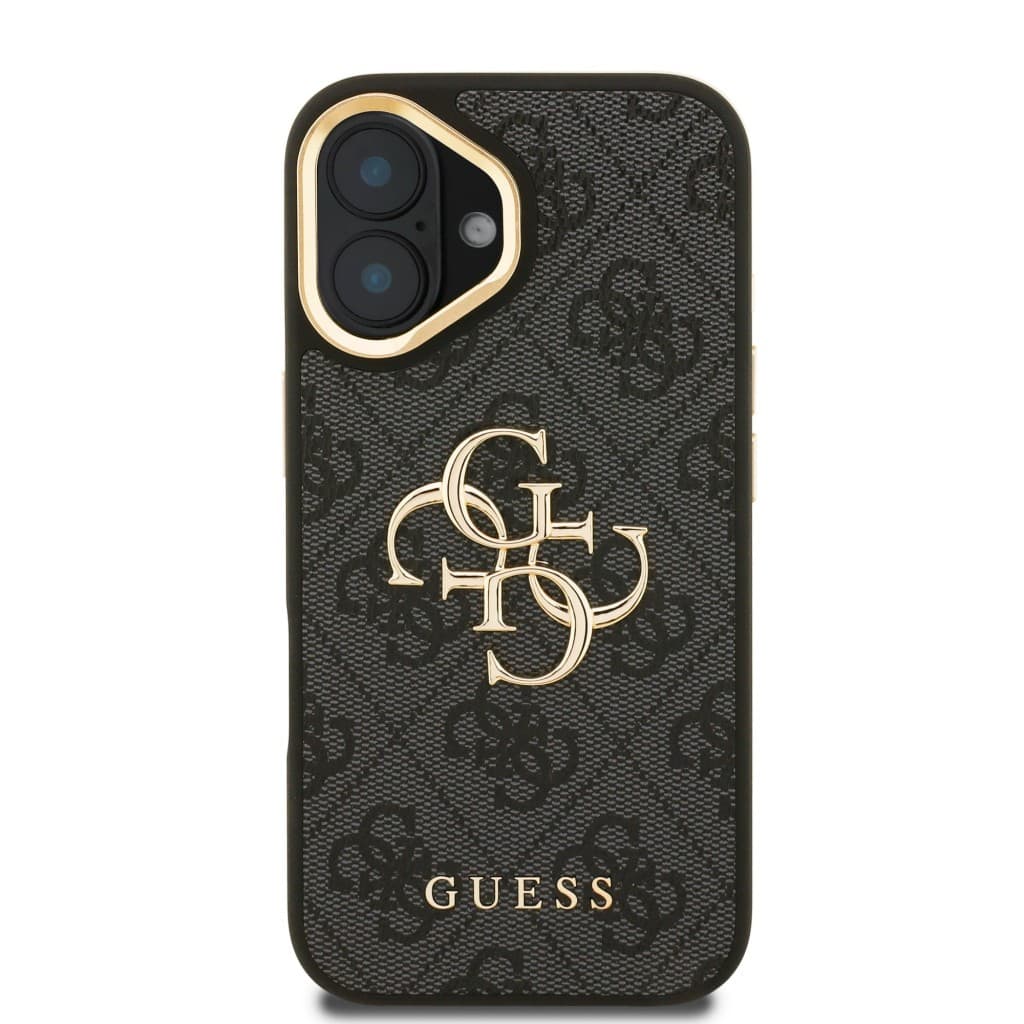 Zadní kryt Guess PU 4G Metal Logo Stand Camera Frame pro iPhone 16 Black - náhled 3