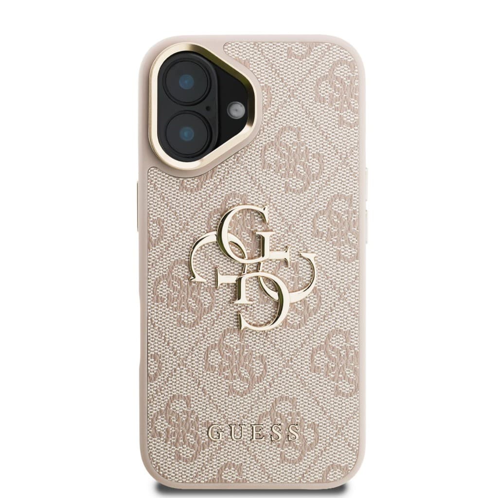Zadní kryt Guess PU 4G Metal Logo Stand Camera Frame pro iPhone 16 Pink - náhled 3