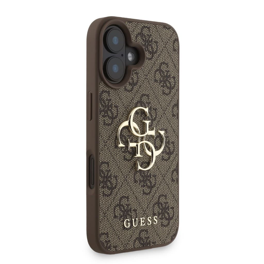 Zadní kryt Guess PU 4G Metal Logo Strap pro iPhone 16 Brown - náhled 3