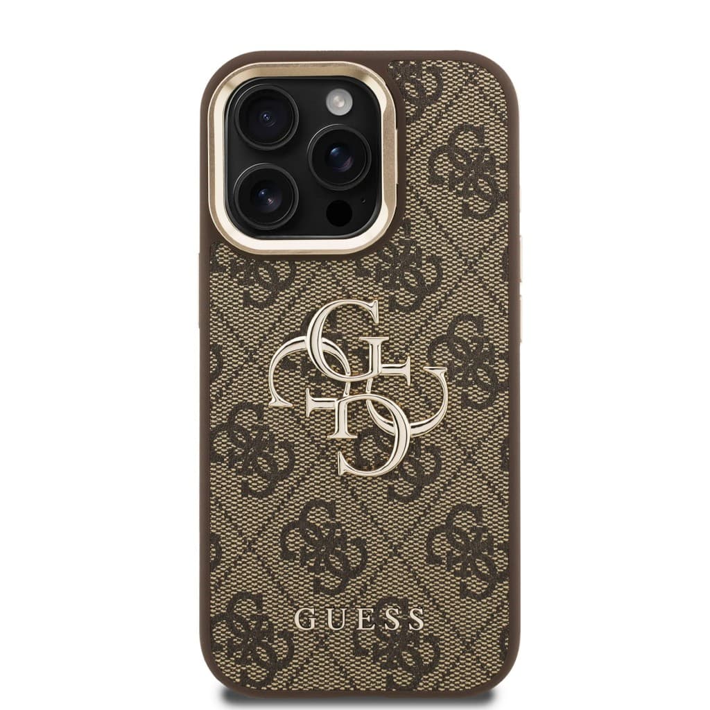 Zadní kryt Guess PU 4G Metal Logo Stand Camera Frame pro iPhone 15 Pro Max Brown - náhled 3