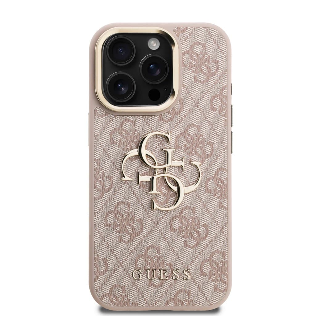 Zadní kryt Guess PU 4G Metal Logo Stand Camera Frame pro iPhone 15 Pro Max Pink - náhled 3