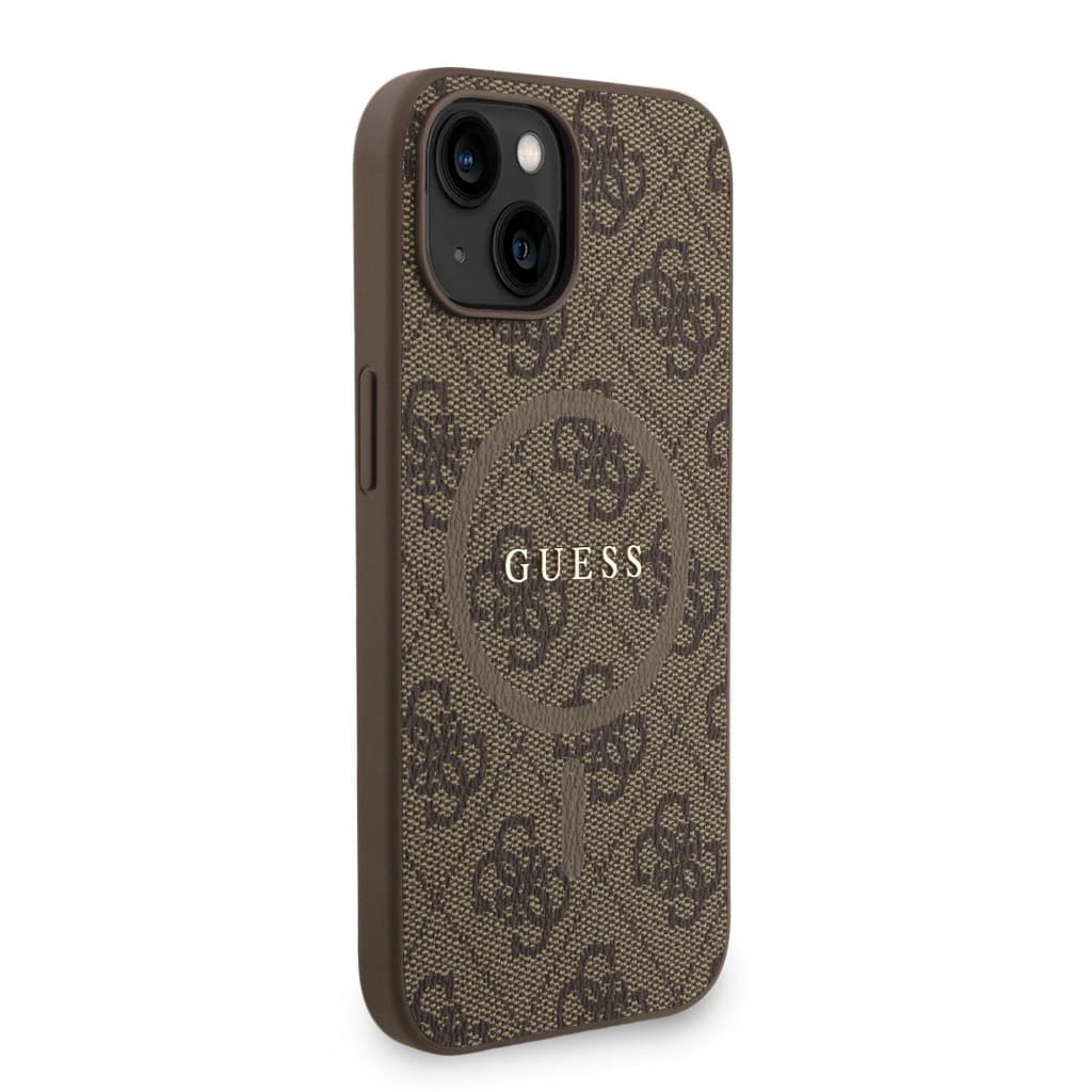 Zadní kryt Guess PU Leather 4G Colored Ring Strap MagSafe pro iPhone 15 Brown - náhled 3