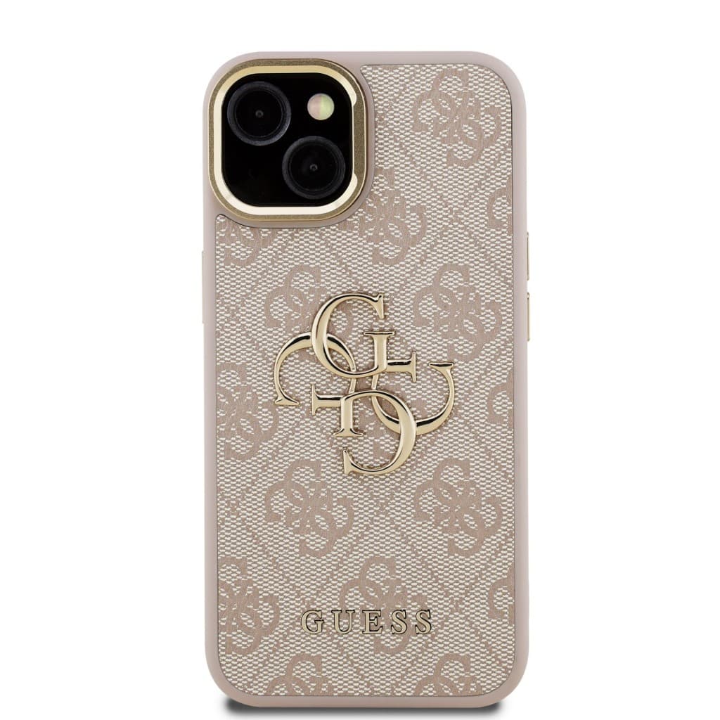 Zadní kryt Guess PU 4G Metal Logo Stand Camera Frame pro iPhone 15 Pink - náhled 3