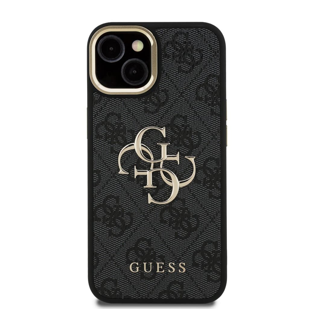 Zadní kryt Guess PU 4G Metal Logo Stand Camera Frame pro iPhone 13 Black - náhled 3