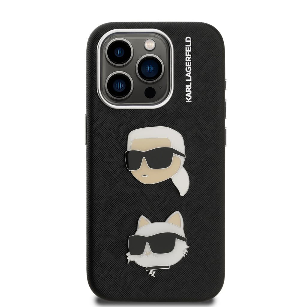 Zadní kryt Karl Lagerfeld Grained PU K&amp;CH Heads pro iPhone 15 Pro Max Black - náhled 3