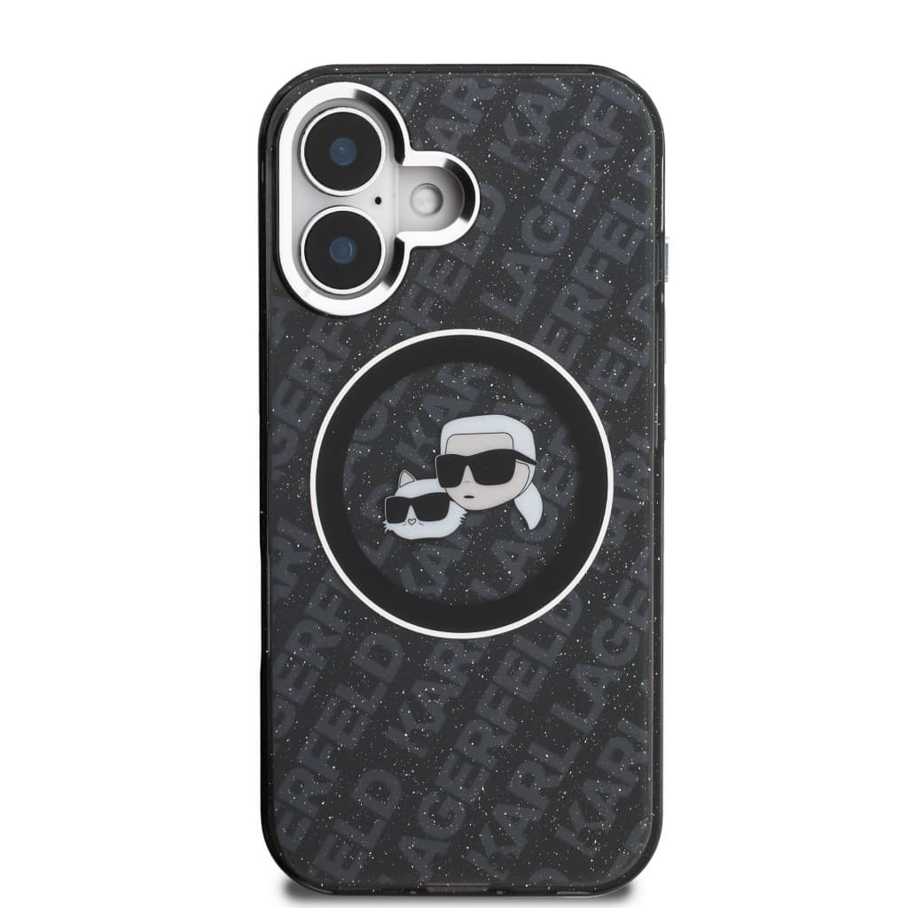Zadní kryt Karl Lagerfeld IML K&amp;CH Heads Repeated Logo MagSafe pro iPhone 16 Black - náhled 3