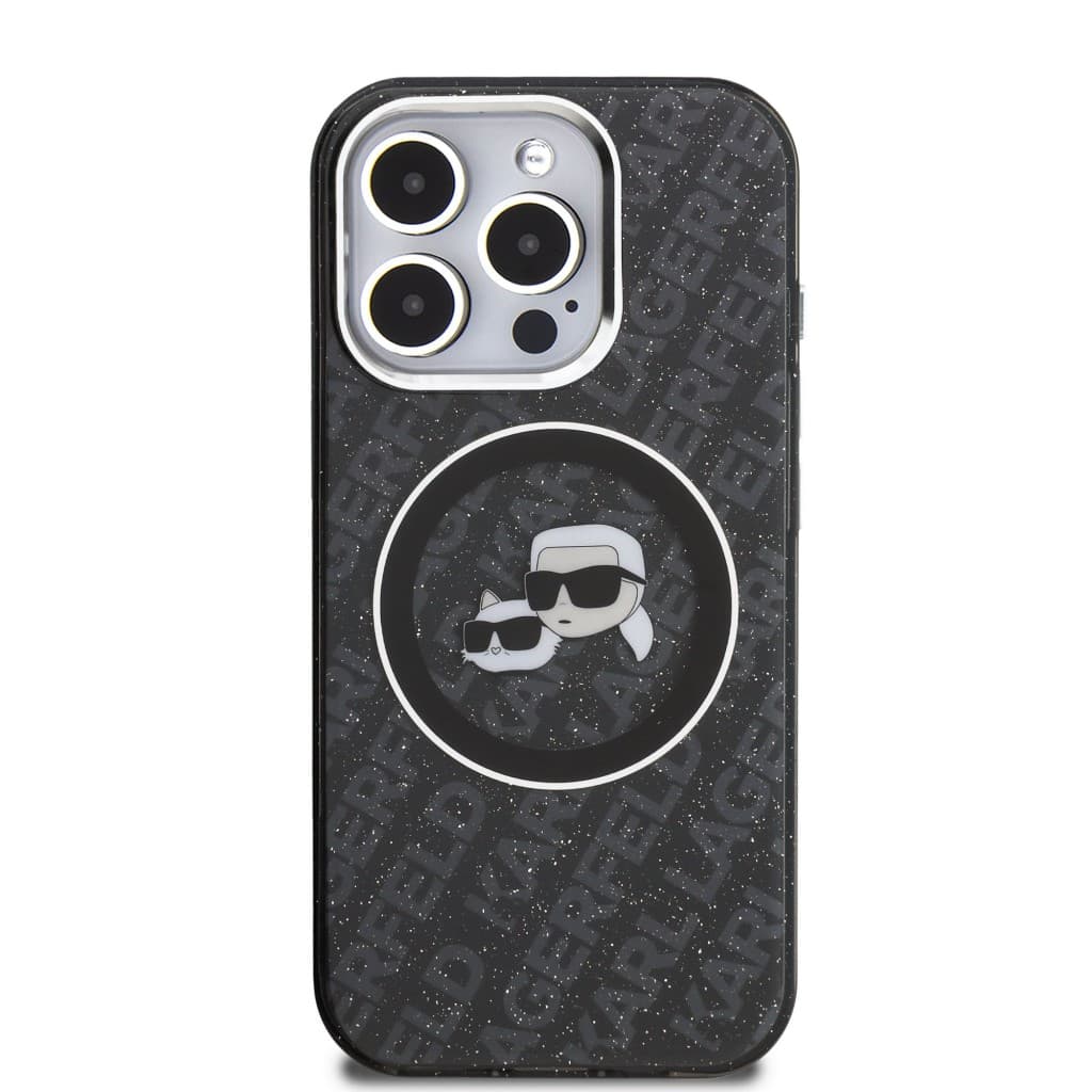 Zadní kryt Karl Lagerfeld IML K&amp;CH Heads Repeated Logo MagSafe pro iPhone 15 Pro Max Black - náhled 3
