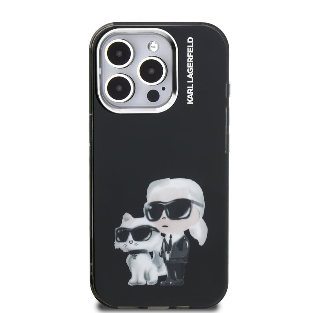 Zadní kryt Karl Lagerfeld IML Aquarelle Karl and Choupette pro iPhone 15 Pro Black - náhled 3