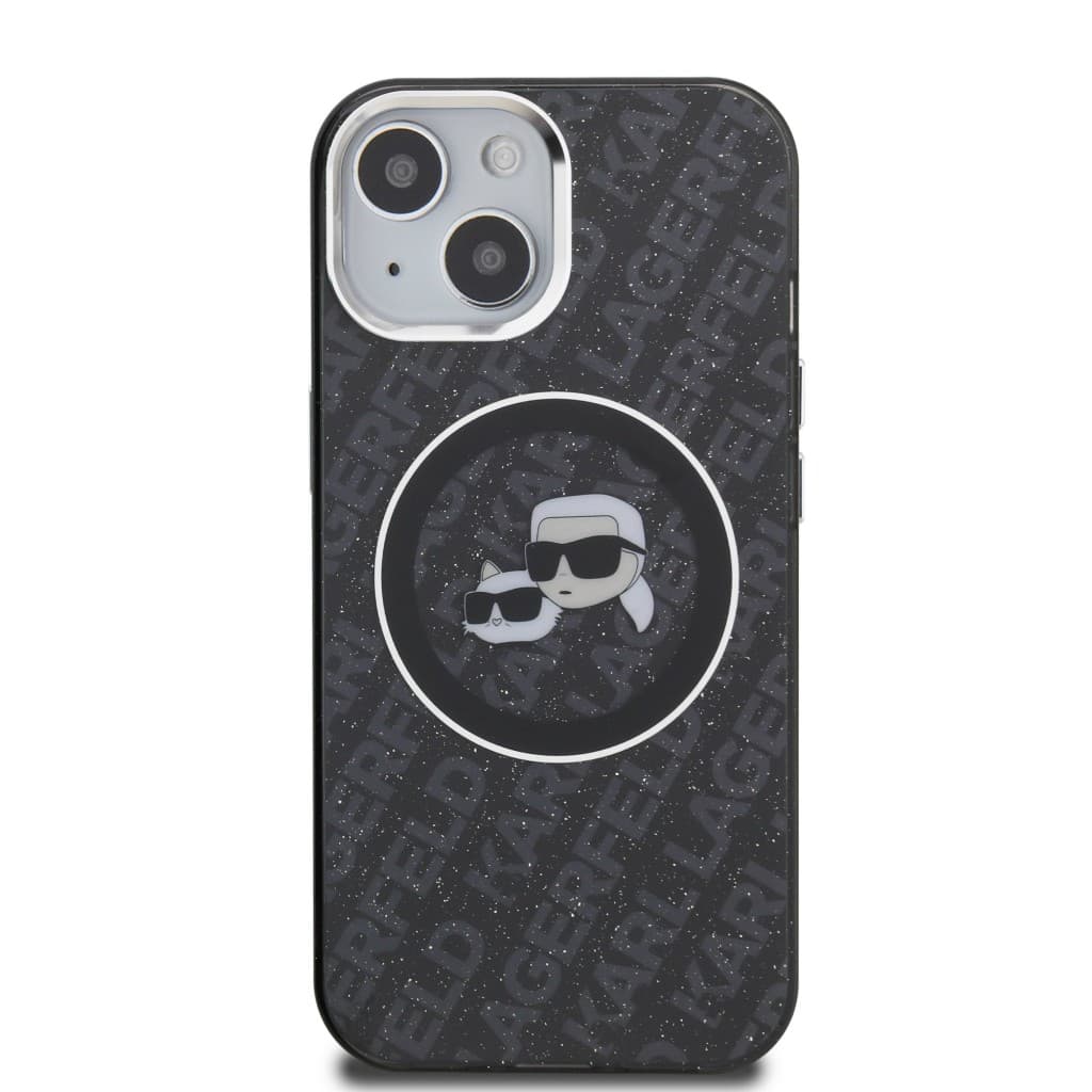 Zadní kryt Karl Lagerfeld IML K&amp;CH Heads Repeated Logo MagSafe pro iPhone 15 Black - náhled 3