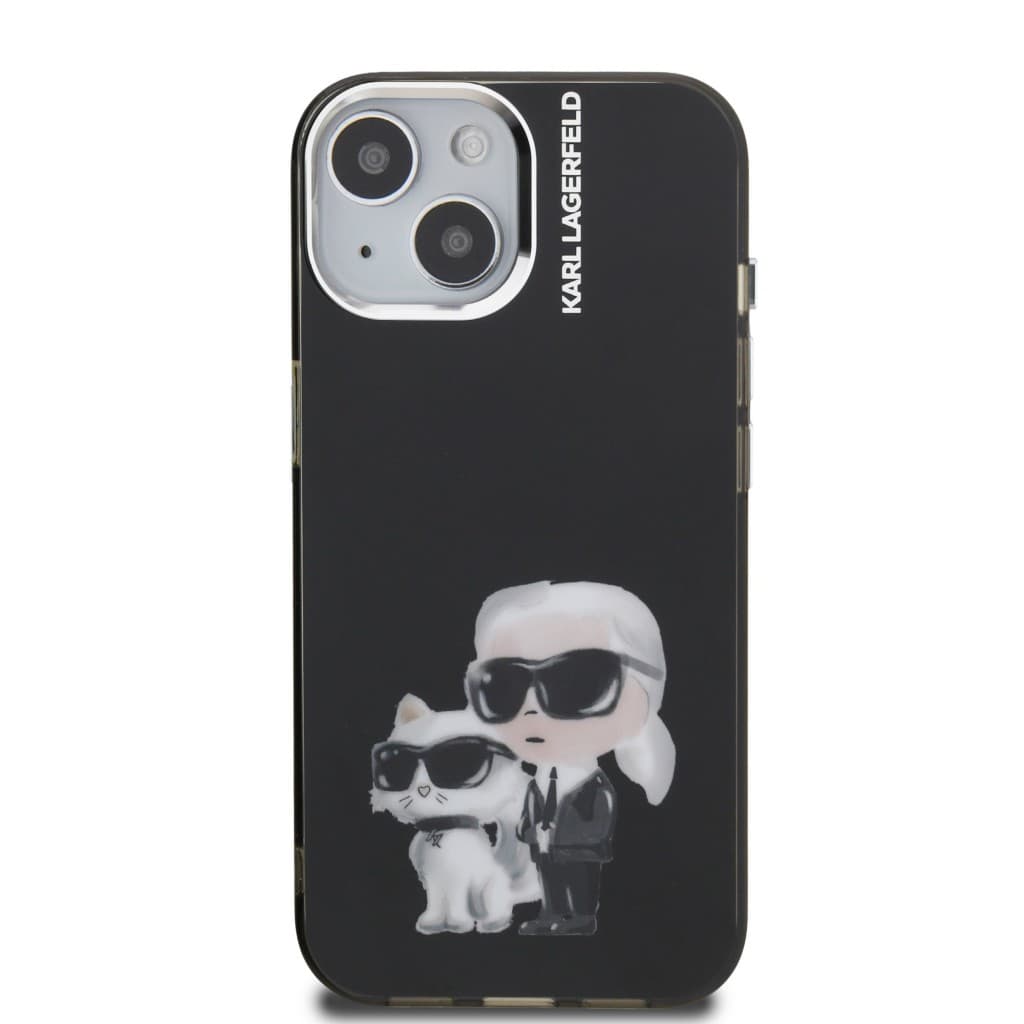 Zadní kryt Karl Lagerfeld IML Aquarelle Karl and Choupette pro iPhone 15 Black - náhled 3
