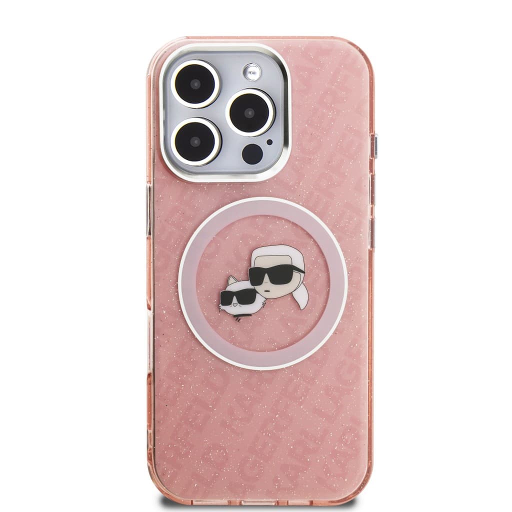 Zadní kryt Karl Lagerfeld IML K&amp;CH Heads Repeated Logo MagSafe pro iPhone 16 Pro Max Pink - náhled 3