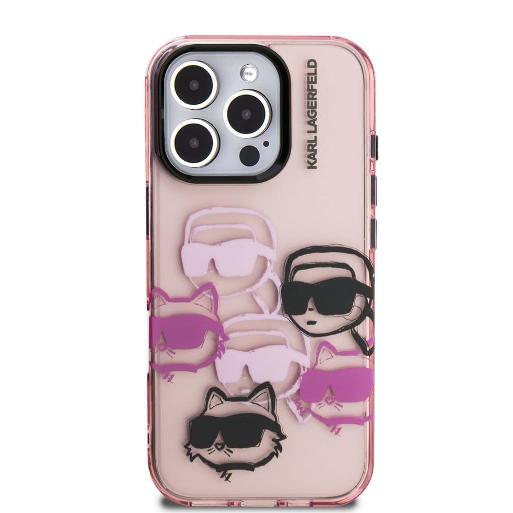 Zadní kryt Karl Lagerfeld IML Multi K&amp;CH Heads pro iPhone 16 Pro Pink - náhled 3