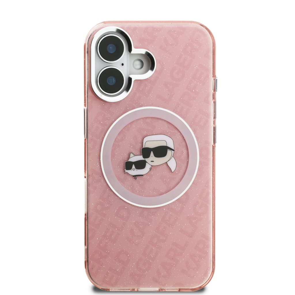 Zadní kryt Karl Lagerfeld IML K&amp;CH Heads Repeated Logo MagSafe pro iPhone 16 Pink - náhled 3