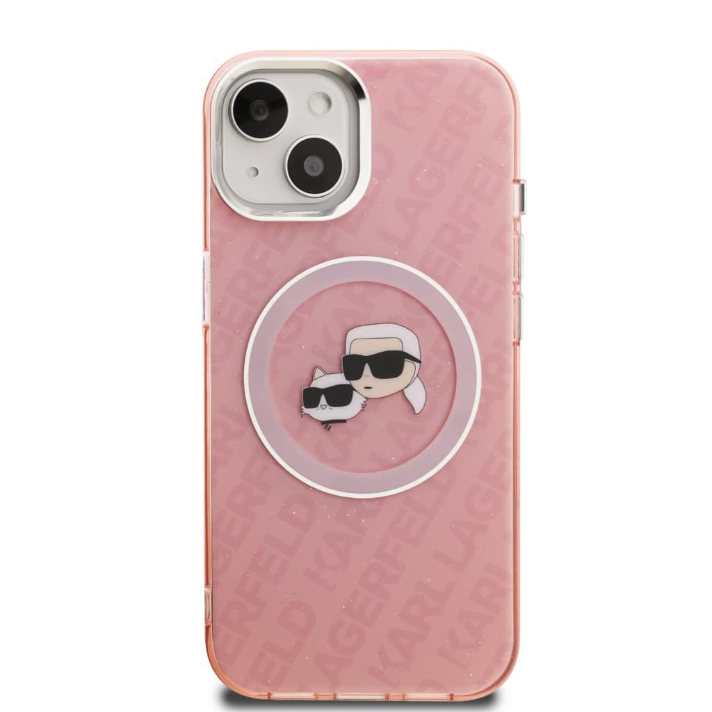 Zadní kryt Karl Lagerfeld IML K&amp;CH Heads Repeated Logo MagSafe pro iPhone 15 Pink - náhled 3