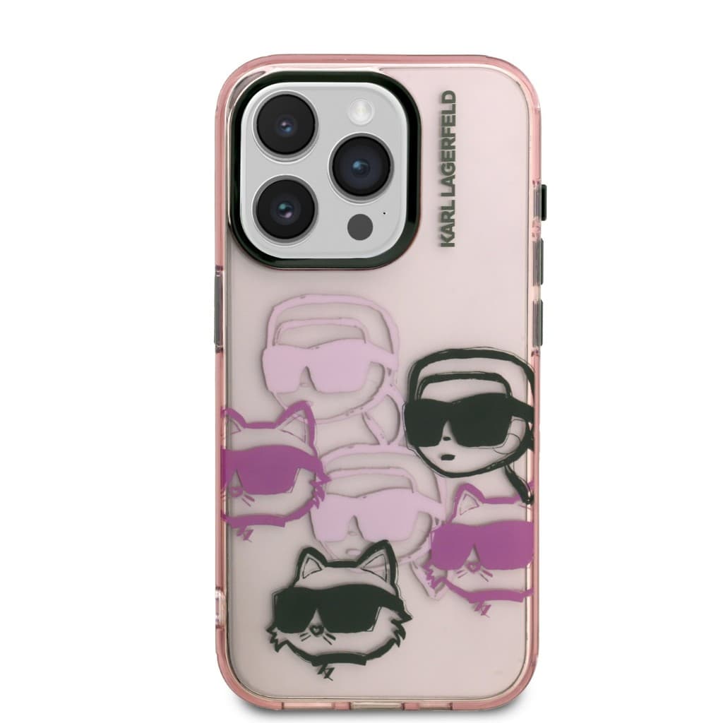 Zadní kryt Karl Lagerfeld IML Multi K&amp;CH Heads pro iPhone 15 Pro Pink - náhled 3