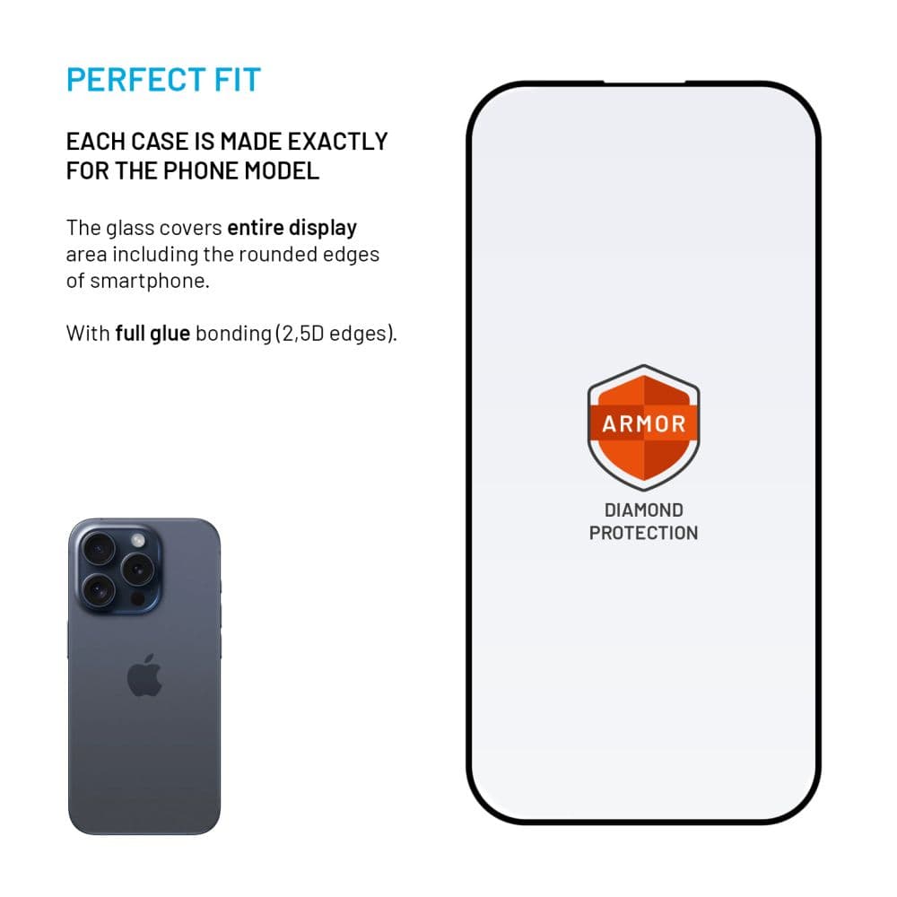 Ultra odolné tvrzené sklo FIXED Armor s Anti-dust aplikátorem a AR vrstvou pro Apple iPhone 17, černé - náhled 3