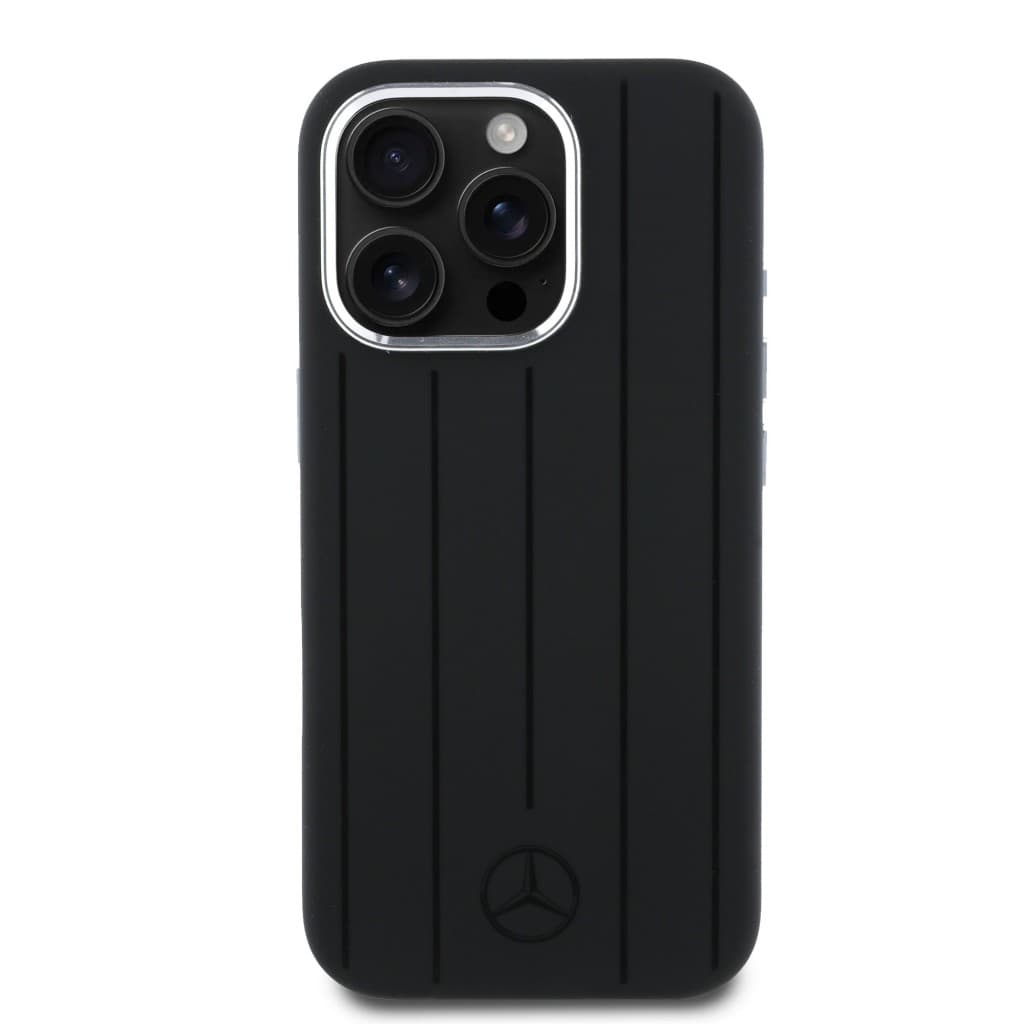 Zadní kryt Mercedes Liquid Silicon Stripes Pattern MagSafe pro iPhone 16 Pro Black - náhled 3