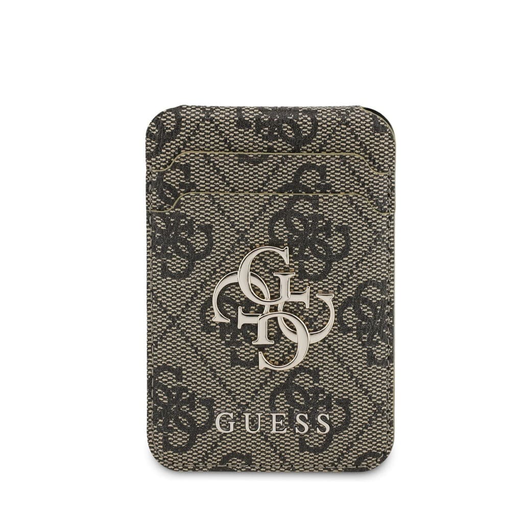 Pouzdro na karty se stojanem Guess 4G Metal Logo MagSafe Cardslot Brown - náhled 3