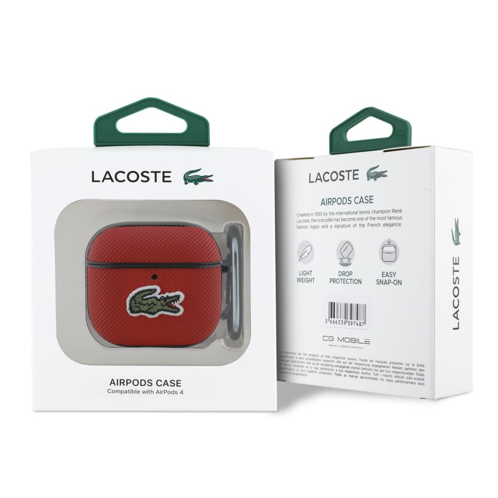 Pouzdro Lacoste Petit Pique Croc Logo Patch pro AirPods 4 Red - náhled 3