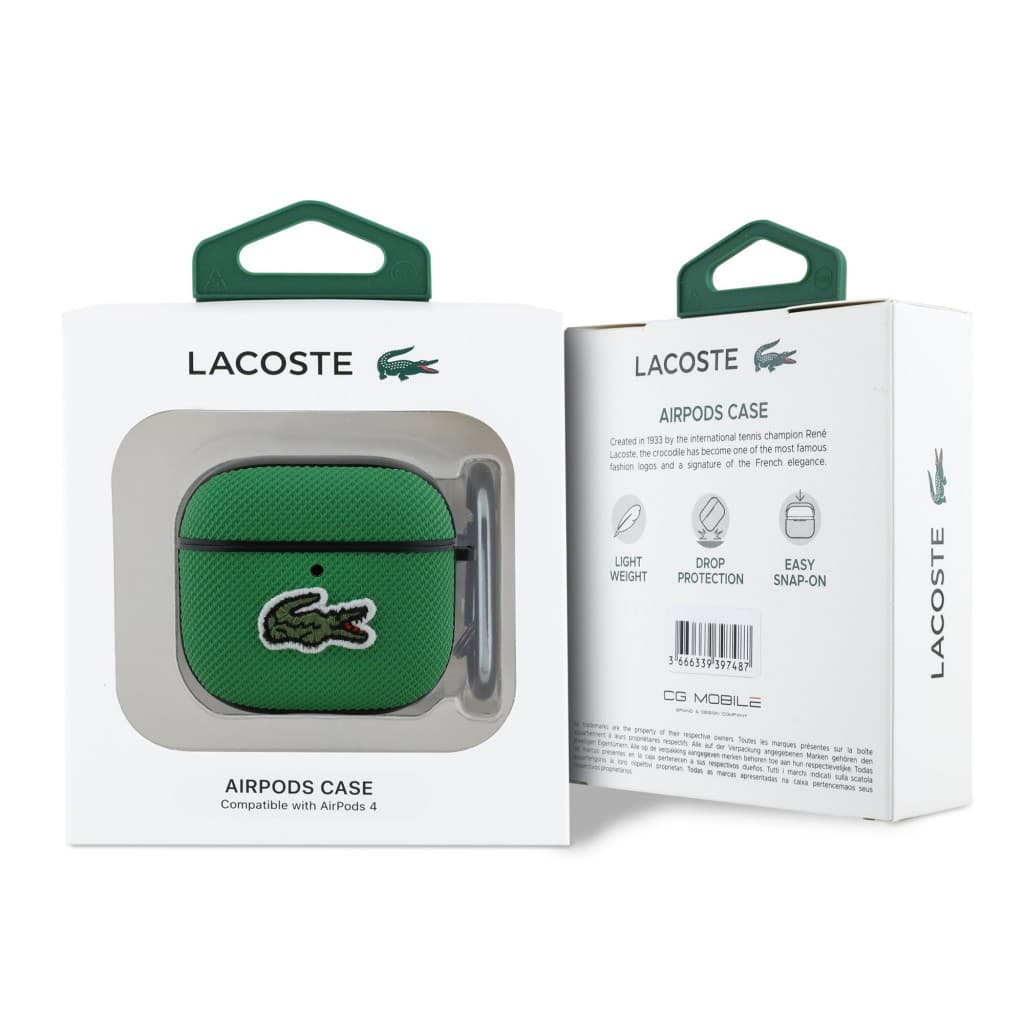 Pouzdro Lacoste Petit Pique Croc Logo Patch pro AirPods 4 Green - náhled 3