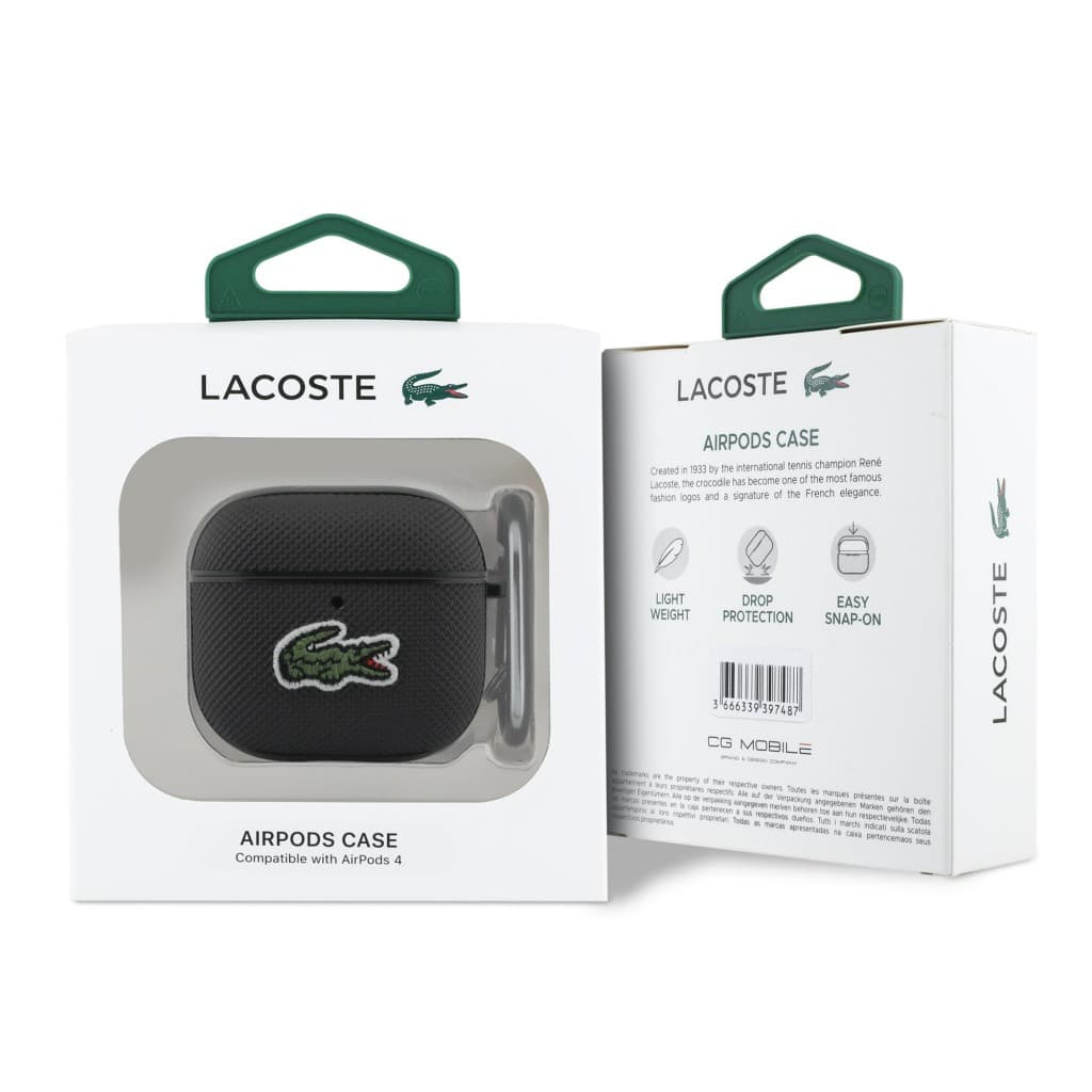 Pouzdro Lacoste Petit Pique Croc Logo Patch pro AirPods 4 Black - náhled 3