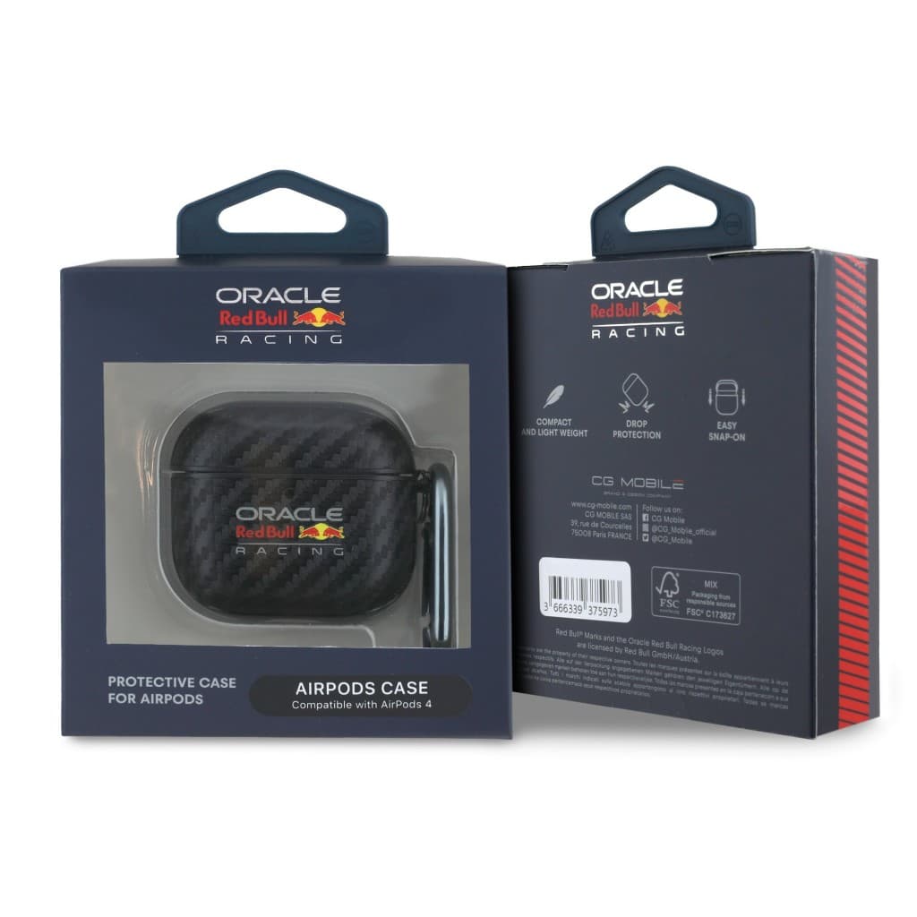 Pouzdro Red Bull PU Carbon pro AirPods 4 Black - náhled 3