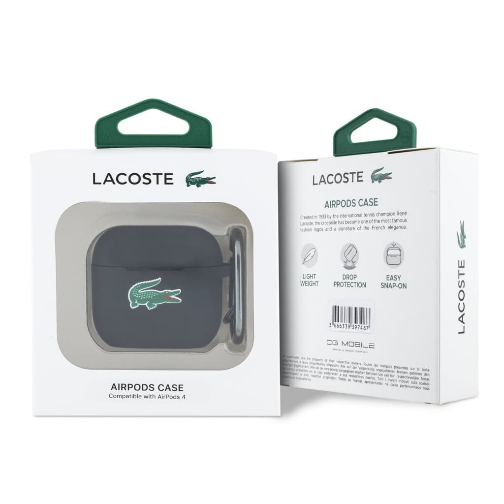 Pouzdro Lacoste Liquid Silicone Croc Logo pro AirPods 4 Black - náhled 3