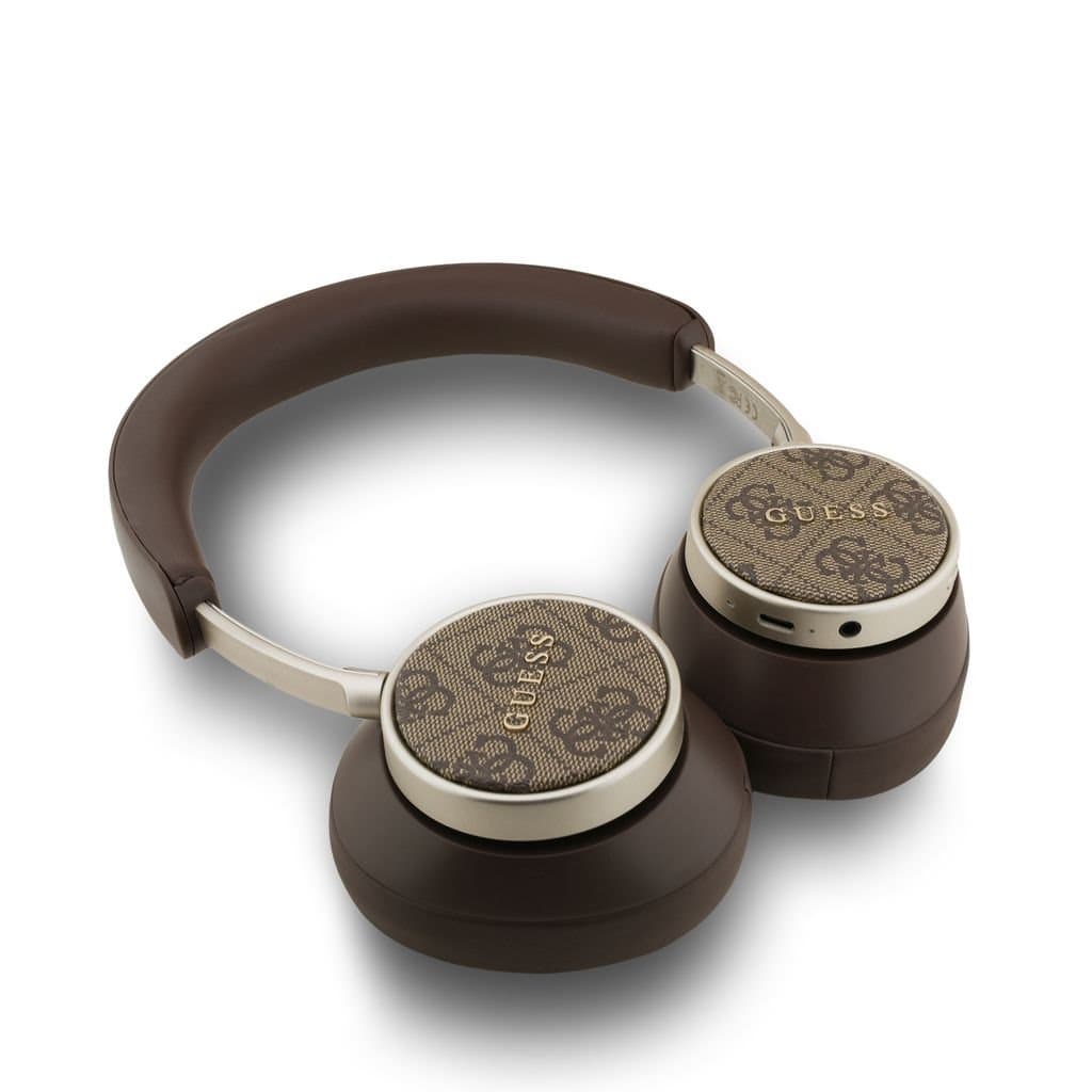 Bezdrátová Sluchátka Guess PU Leather 4G Classic Logo ENC Brown - náhled 3