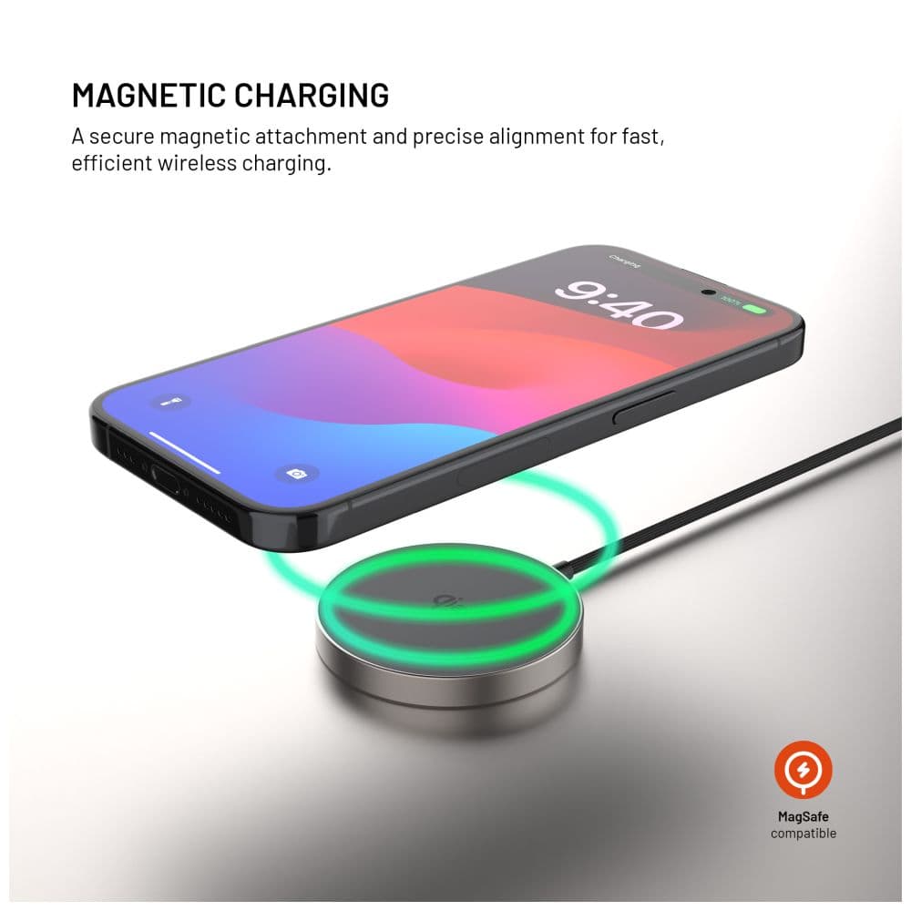 Bezdrátová nabíječka FIXED MagPad Slim s Qi2, podporou MagSafe, 15W, titanová - náhled 3