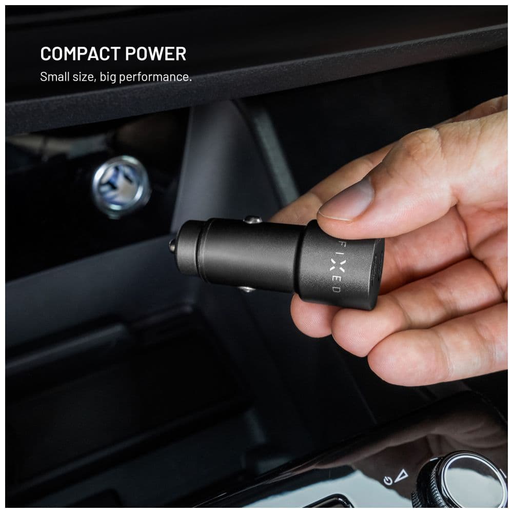 Adaptér do auta FIXED s 2xUSB-C výstupem, podpora PD 3.0, 65W, černý - náhled 3