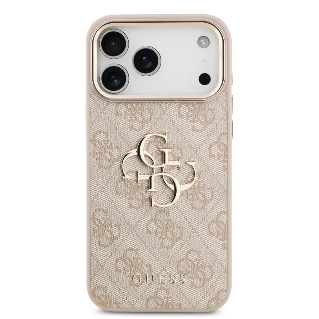 Zadní kryt Guess PU Leather 4G Metal Logo Gold Frame MagSafe pro iPhone 17 Pro Max Pink - náhled 3