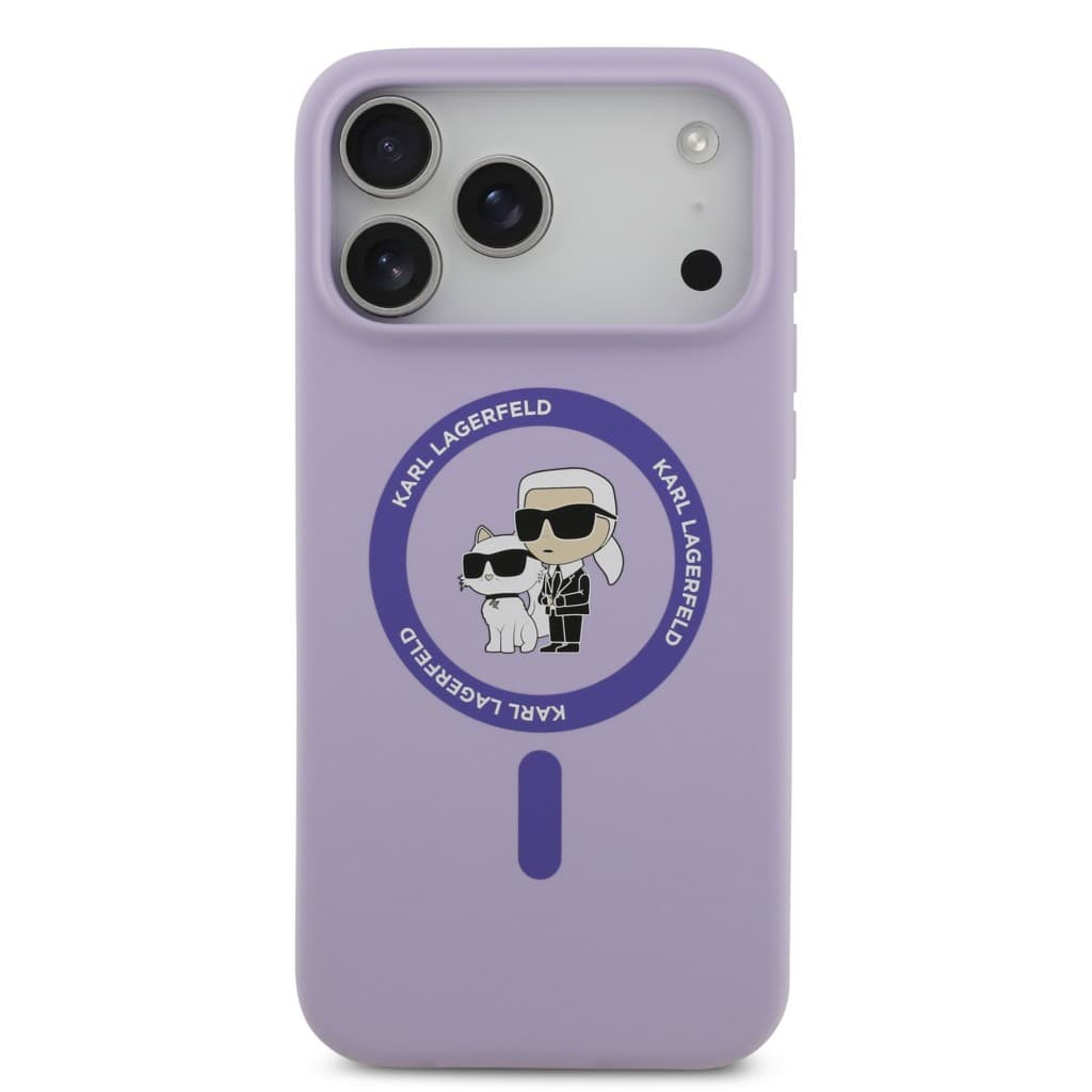 Zadní kryt Karl Lagerfeld Liquid Silicone Karl and Choupette MagSafe pro iPhone 17 Pro Max Purple - náhled 3