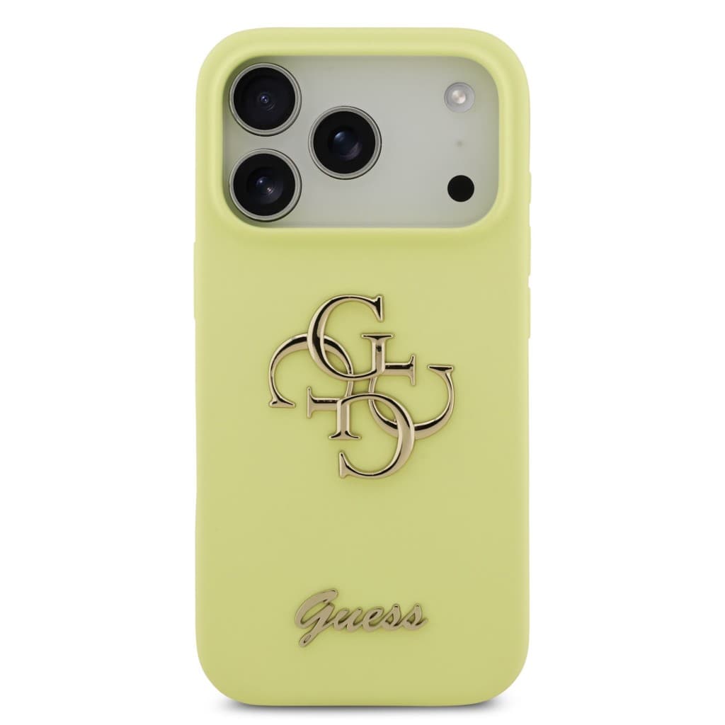 Zadní kryt Guess Liquid Silicone 4G Metal Logo pro iPhone 17 Pro Yellow - náhled 3