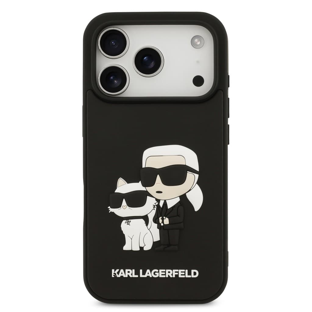 Zadní kryt Karl Lagerfeld 3D Rubber Karl and Choupette pro iPhone 17 Pro Black - náhled 3
