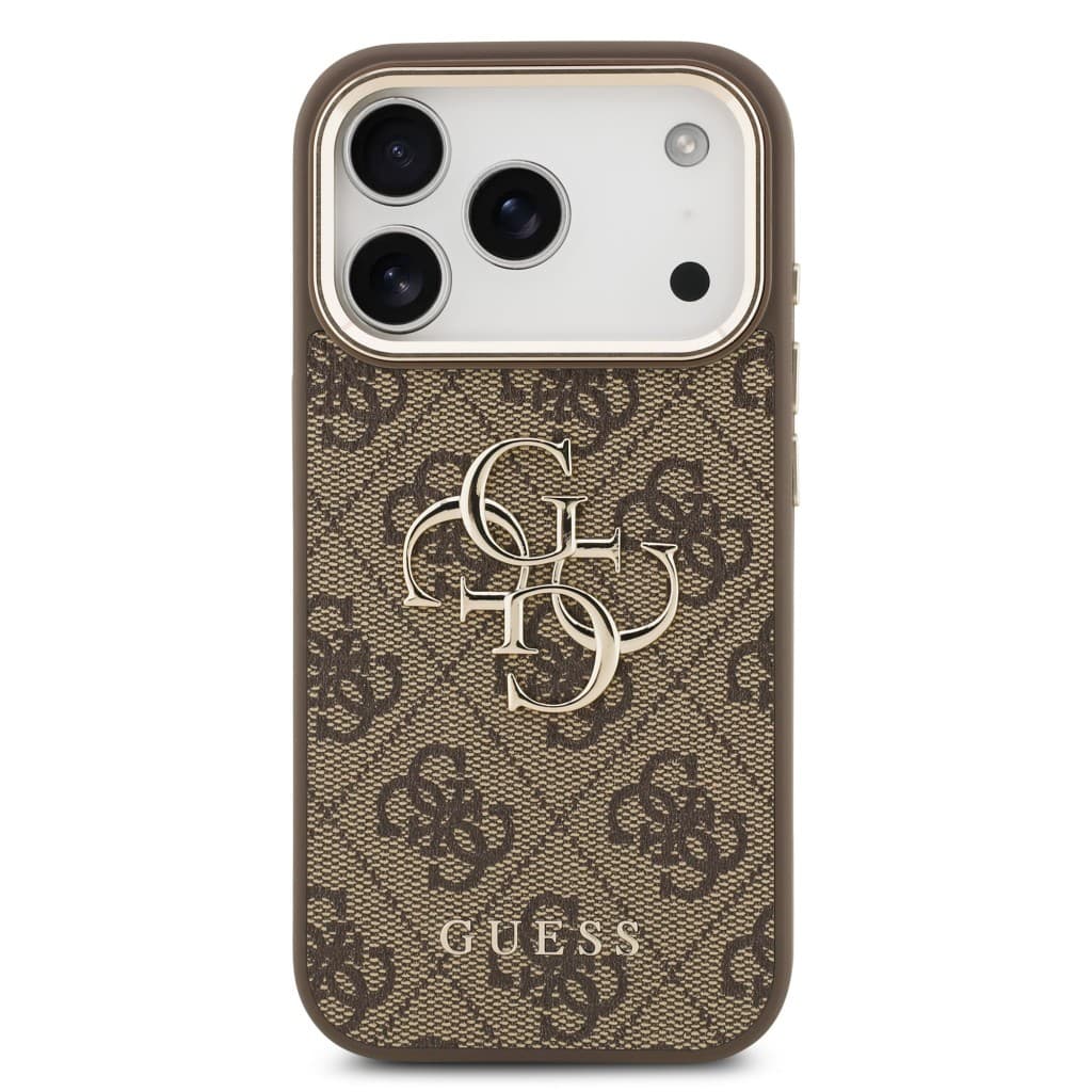 Zadní kryt Guess PU Leather 4G Metal Logo Gold Frame MagSafe pro iPhone 17 Pro Brown - náhled 3