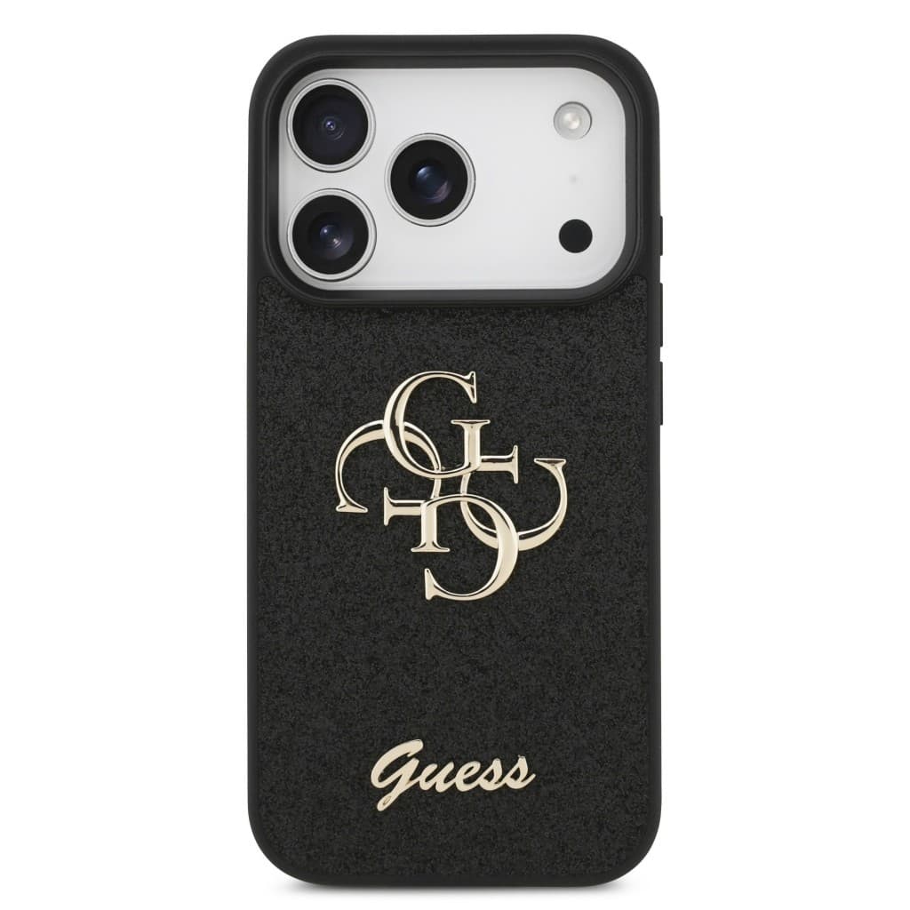 Zadní kryt Guess PU Fixed Glitter 4G Metal Logo pro iPhone 17 Pro Black - náhled 3