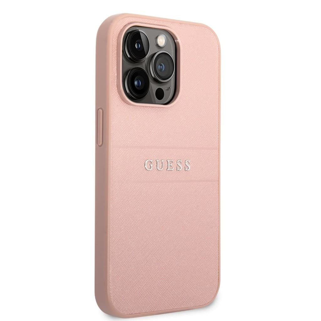 Guess PU Leather Saffiano Zadní Kryt pro iPhone 14 Pro Max Pink - náhled 3
