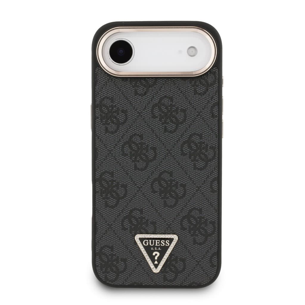 Zadní kryt Guess PU Leather 4G Triangle Logo Gold Frame MagSafe pro iPhone 17 Air Black - náhled 3