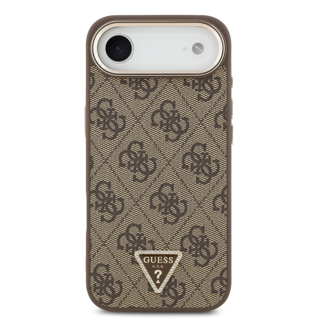 Zadní kryt Guess PU Leather 4G Triangle Logo Gold Frame MagSafe pro iPhone 17 Air Brown - náhled 3