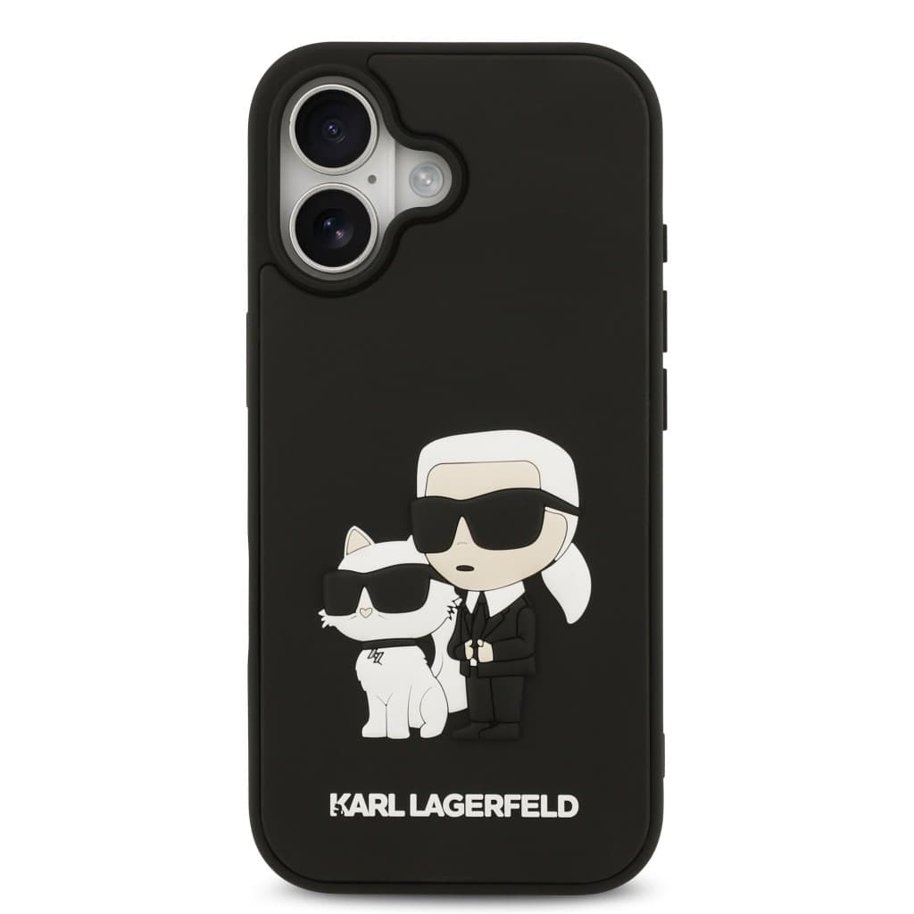 Zadní kryt Karl Lagerfeld 3D Rubber Karl and Choupette pro iPhone 17 Black - náhled 3