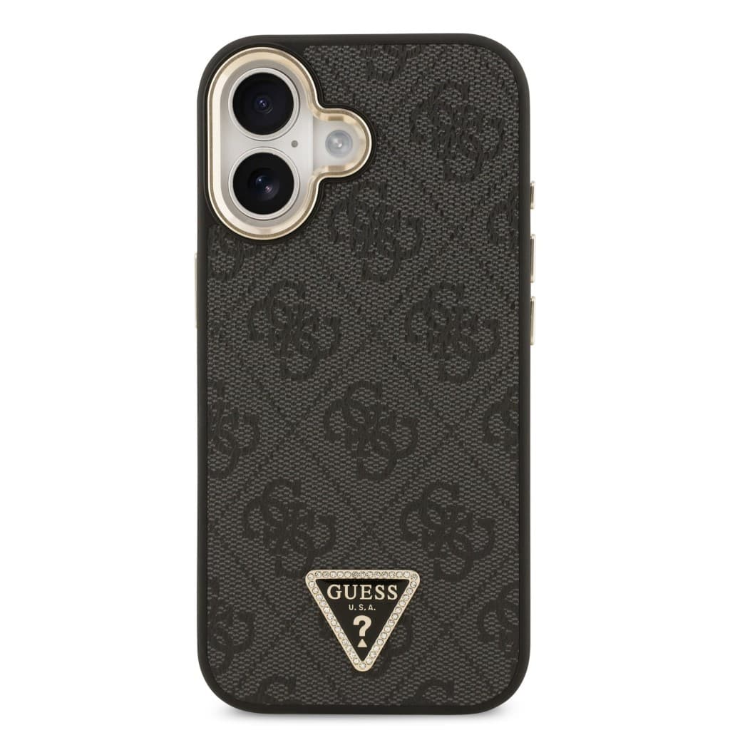 Zadní kryt Guess PU Leather 4G Triangle Logo Gold Frame MagSafe pro iPhone 17 Black - náhled 3
