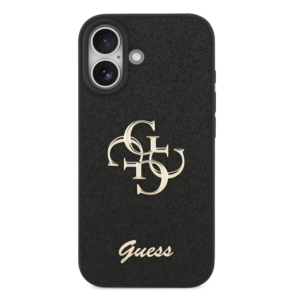 Zadní kryt Guess PU Fixed Glitter 4G Metal Logo pro iPhone 17 Black - náhled 3