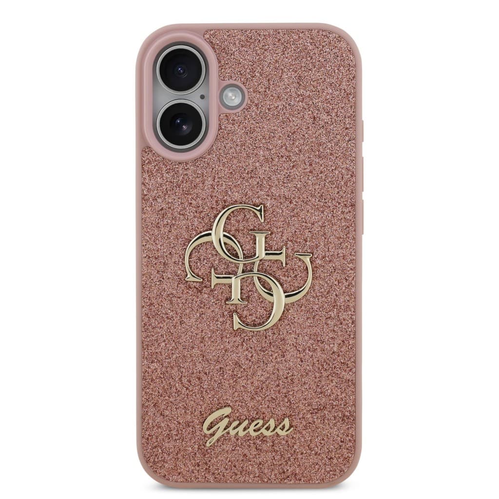 Zadní kryt Guess PU Fixed Glitter 4G Metal Logo pro iPhone 17 Pink - náhled 3