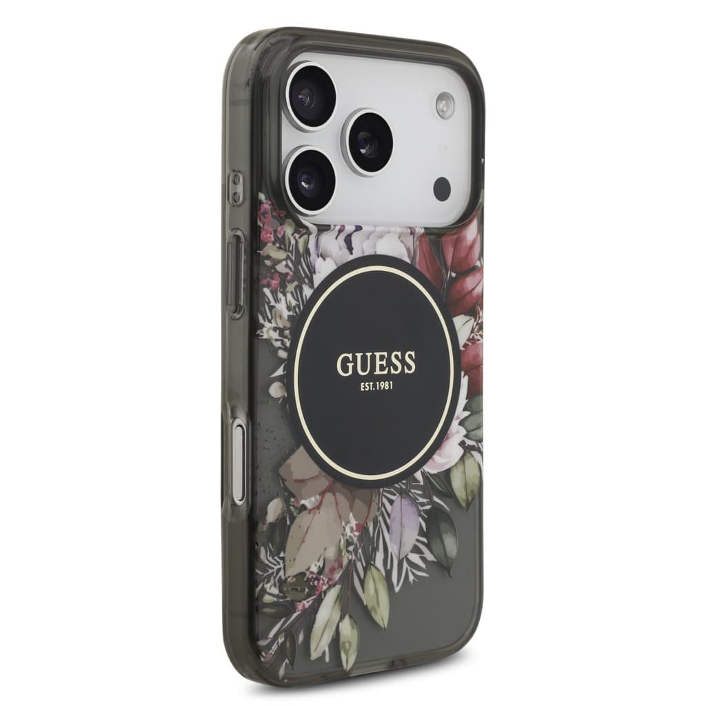Zadní kryt Guess IML Flowers Strap MagSafe pro iPhone 17 Pro Black - náhled 3